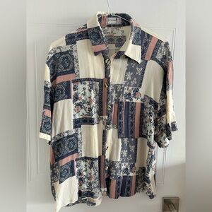 Women's Patchwork Floral Button Down Shirt